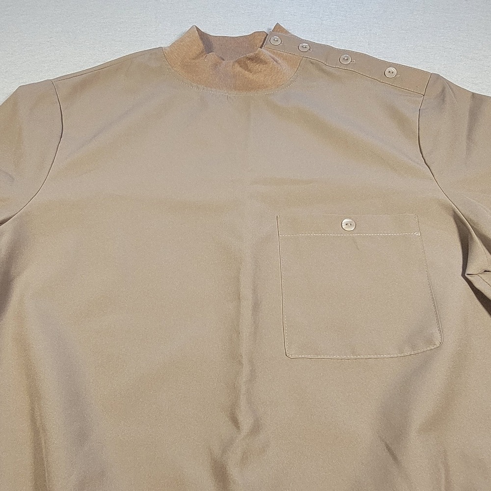 Donnkenny Vintage 80s‎ Sweatshirt Snap Shoulder Pullover Brown Mock Neck Size M